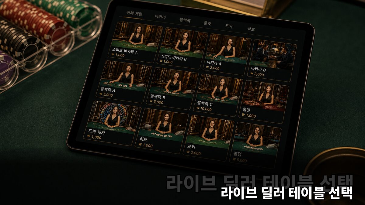 라이브 딜러 테이블 선택